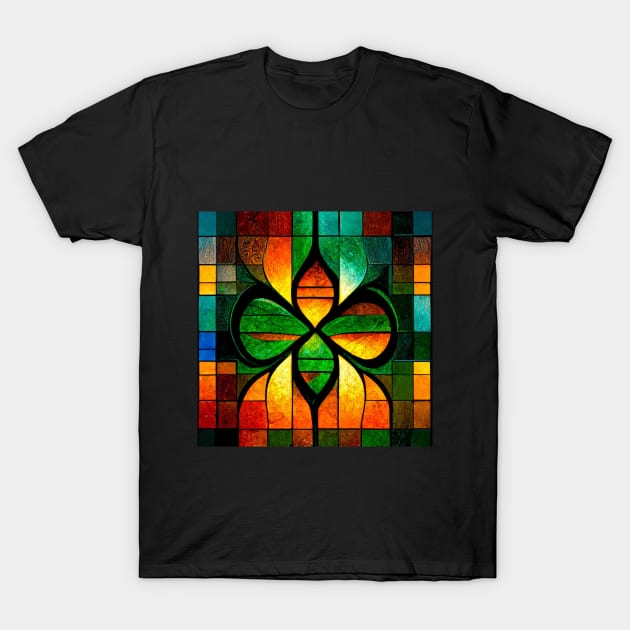 Celtic Cross Stained Glass T-Shirt by DuncanStar